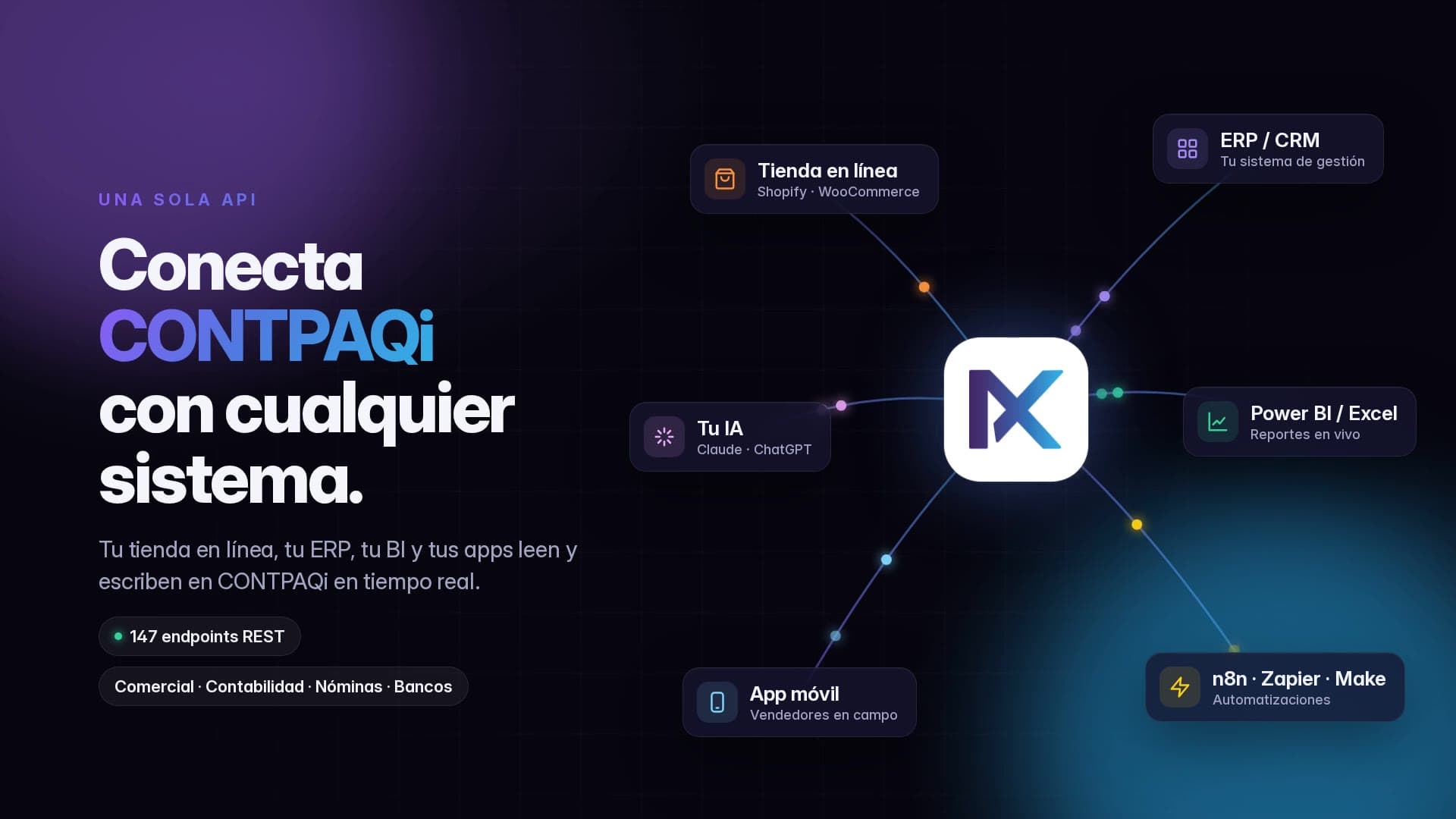 Nexus API conecta CONTPAQi con tienda en línea, ERP, Power BI y asistentes de IA